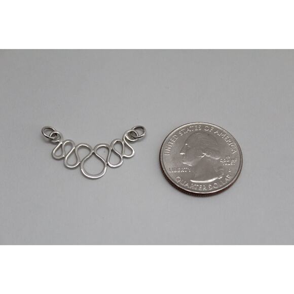 Sterling Silver Abstract Looped Line Charm, Silver Abstract Teardrops Charm - Picture 3 of 4